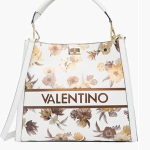 Mario Valentino White and Brown Floral   Tote crossbody